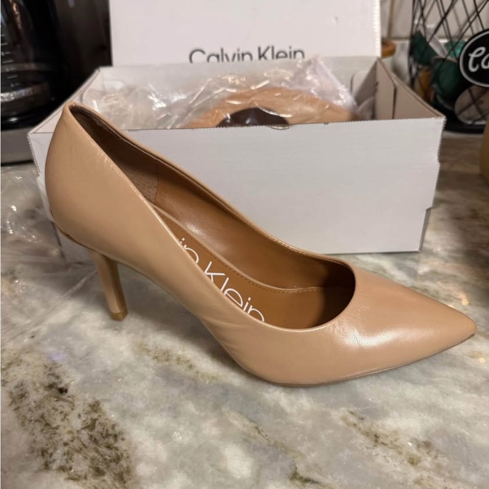 Calvin Klein Nude Leather Heels